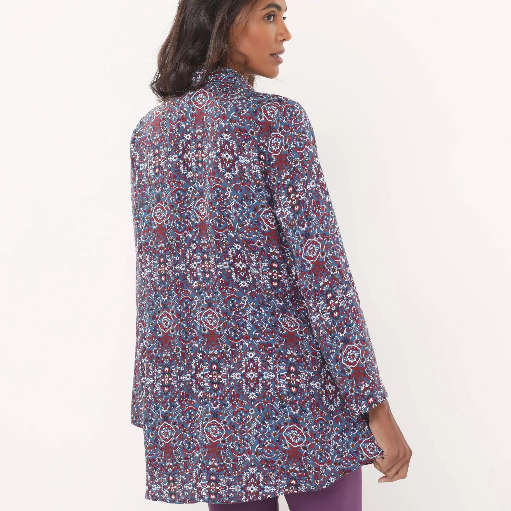 Tuniek met kasjmierprint en hemdkraag