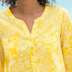 Tuniek met kasjmierprint en oprolbare mouwen