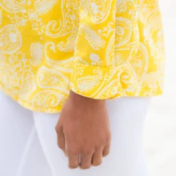Tuniek met kasjmierprint en oprolbare mouwen