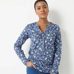 Tuniek met knoopkraag en dierenhuidprint