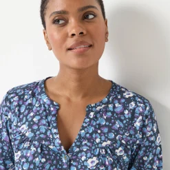 Tuniek met knoopkraag en dierenhuidprint