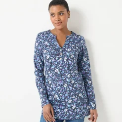 Tuniek met knoopkraag en dierenhuidprint