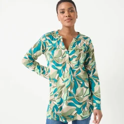 Tuniek met knoopkraag en bloemenprint