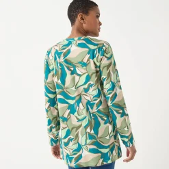 Tuniek met knoopkraag en bloemenprint