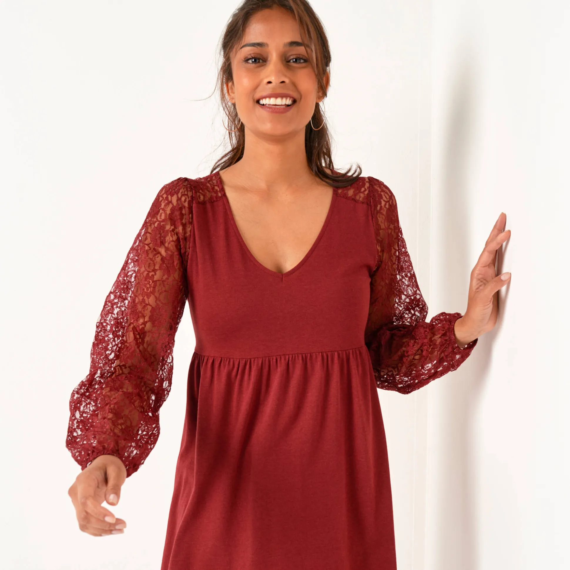 Tuniek met lange mouwen en kant