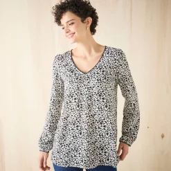 Tuniek met minimalistische print, crêpe