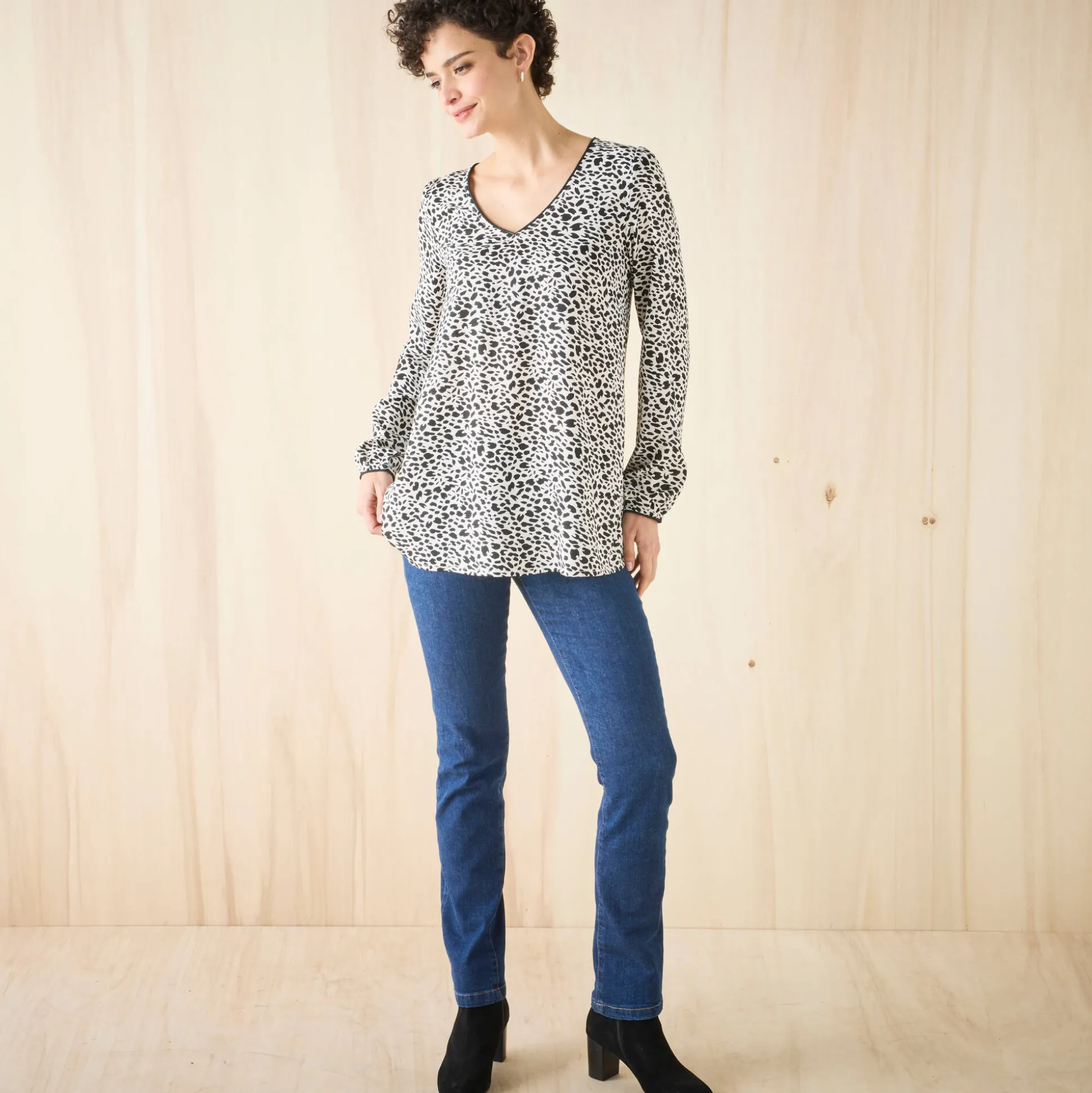Tuniek met minimalistische print, crêpe