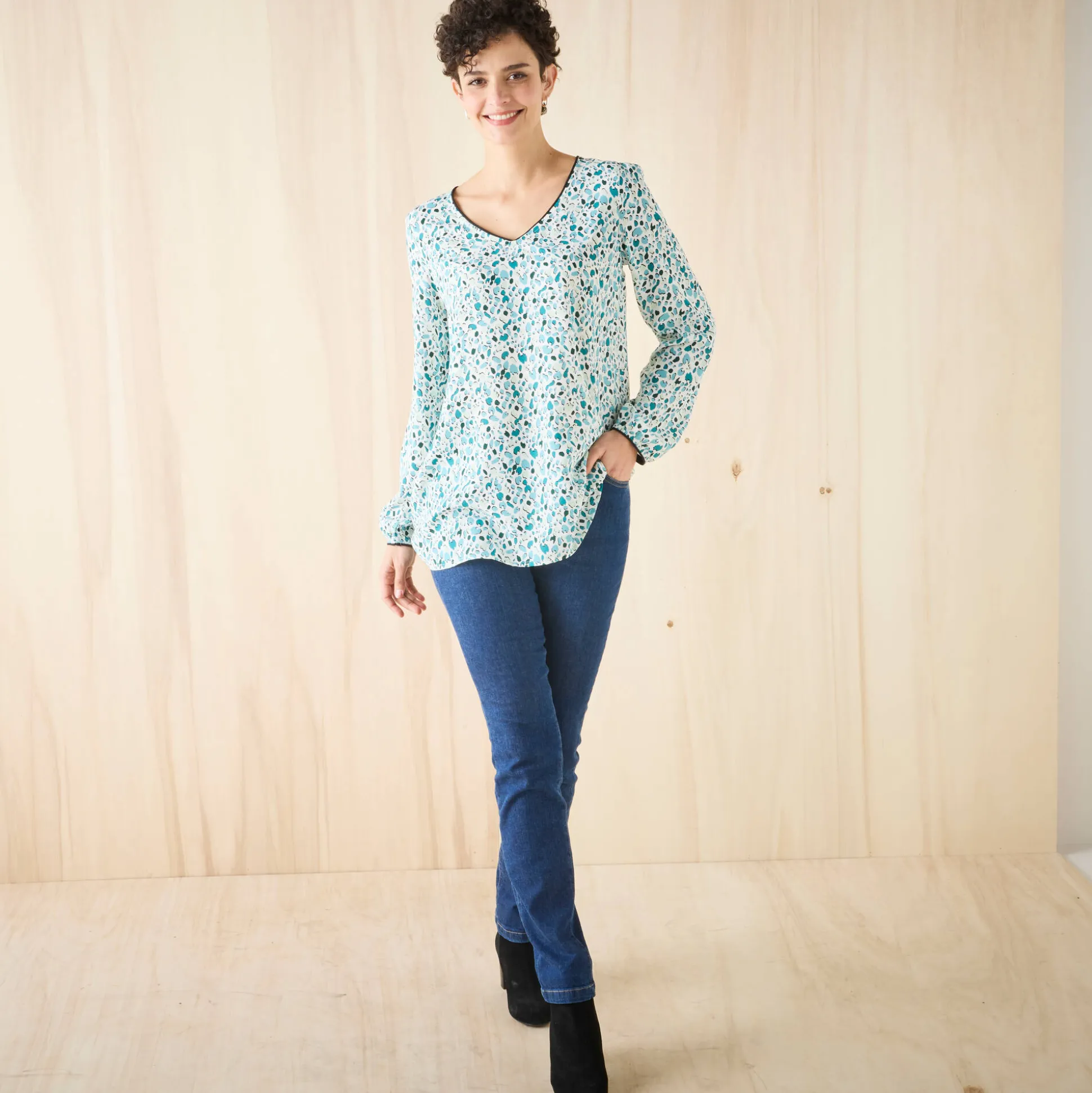 Tuniek met minimalistische print, crêpe