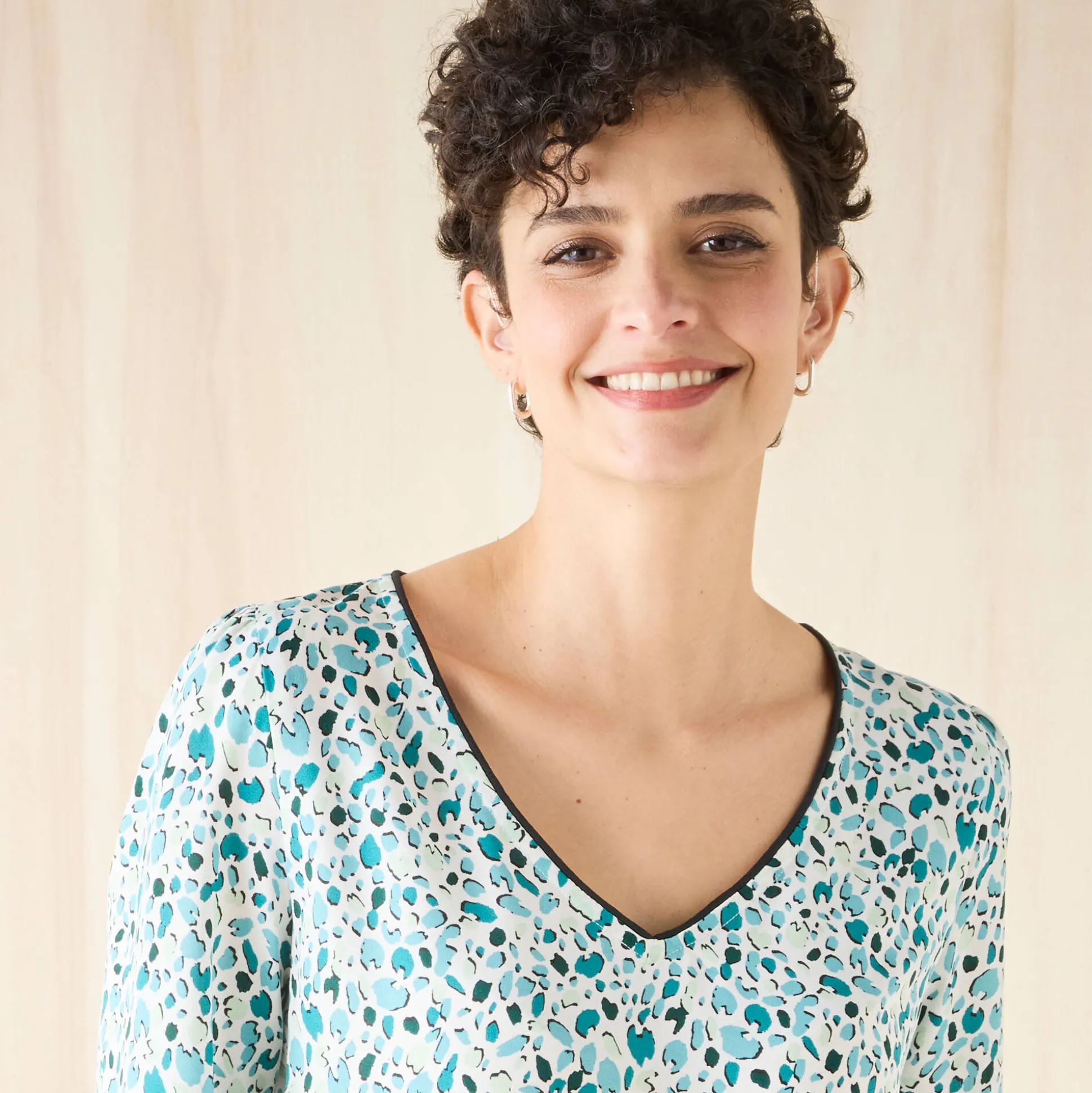 Tuniek met minimalistische print, crêpe
