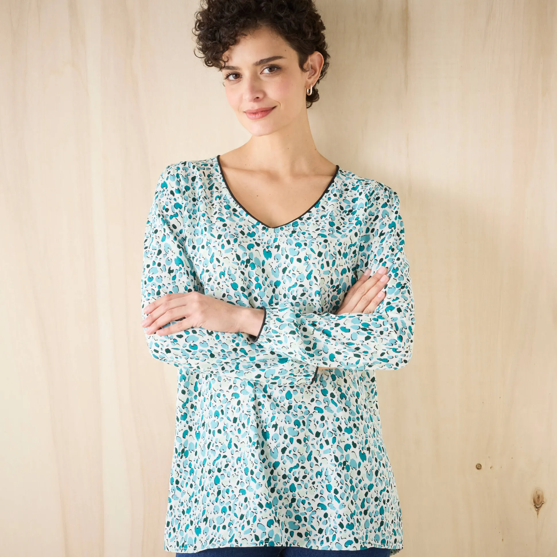Tuniek met minimalistische print, crêpe