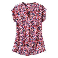Tuniek met mouwomslagen, veelkleurige print