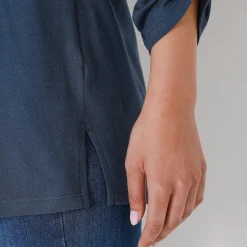 Tuniek met Tunesische hals en lange mouwen, geplaatste print