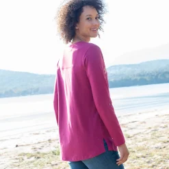 Tuniek met Tunesische hals en lange mouwen, geplaatste print