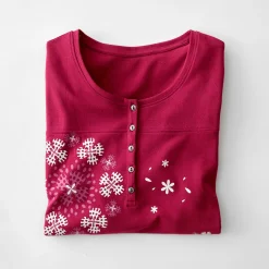 Tuniek met Tunesische hals en lange mouwen, geplaatste print