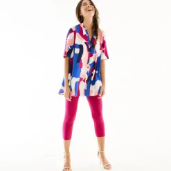 Tuniek met Tunesische hals en knoopsluiting, grafische print