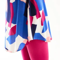 Tuniek met Tunesische hals en knoopsluiting, grafische print