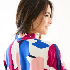Tuniek met Tunesische hals en knoopsluiting, grafische print