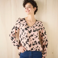 Tuniek met tweekleurige print, crêpe