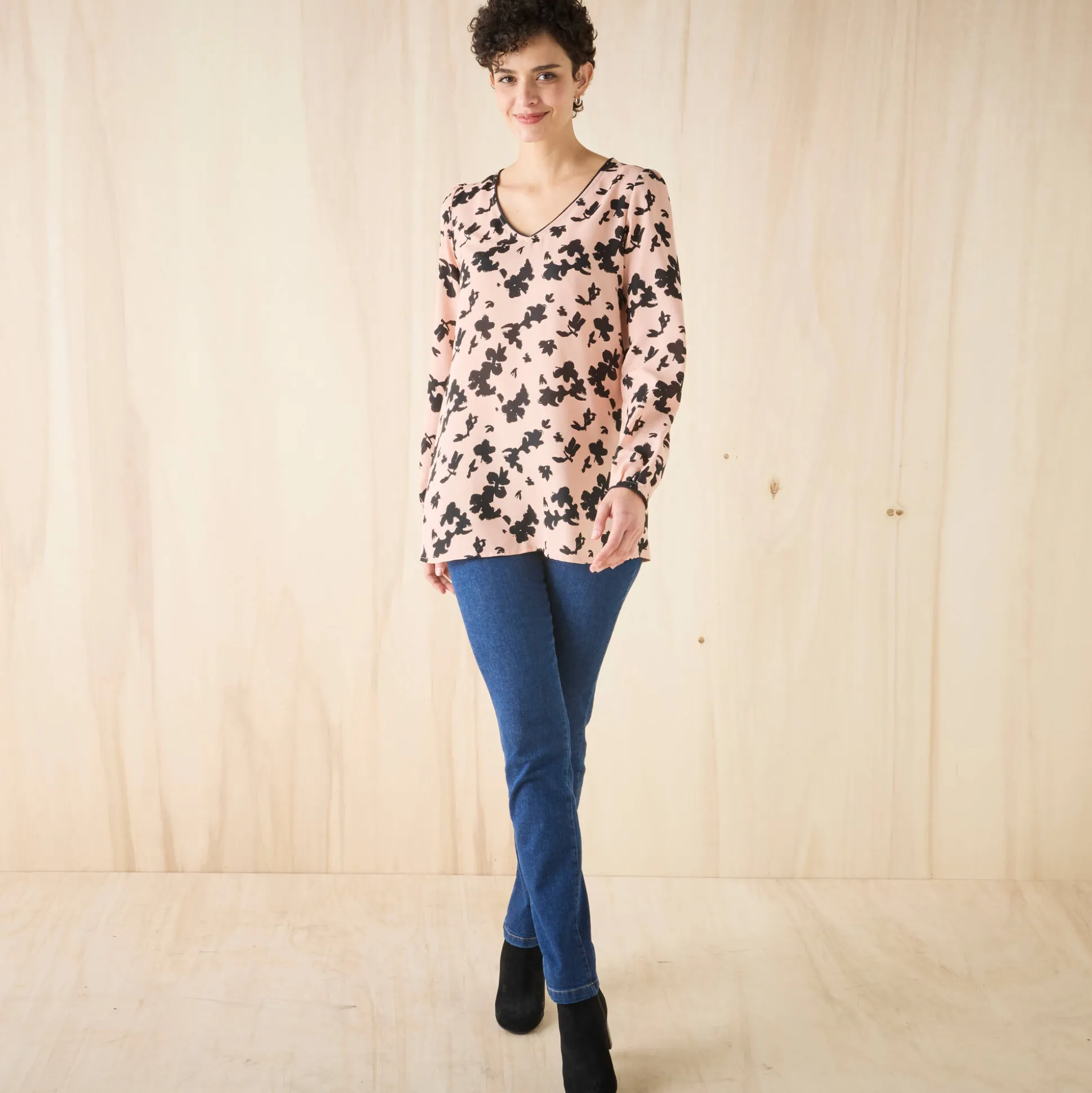 Tuniek met tweekleurige print, crêpe