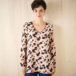 Tuniek met tweekleurige print, crêpe