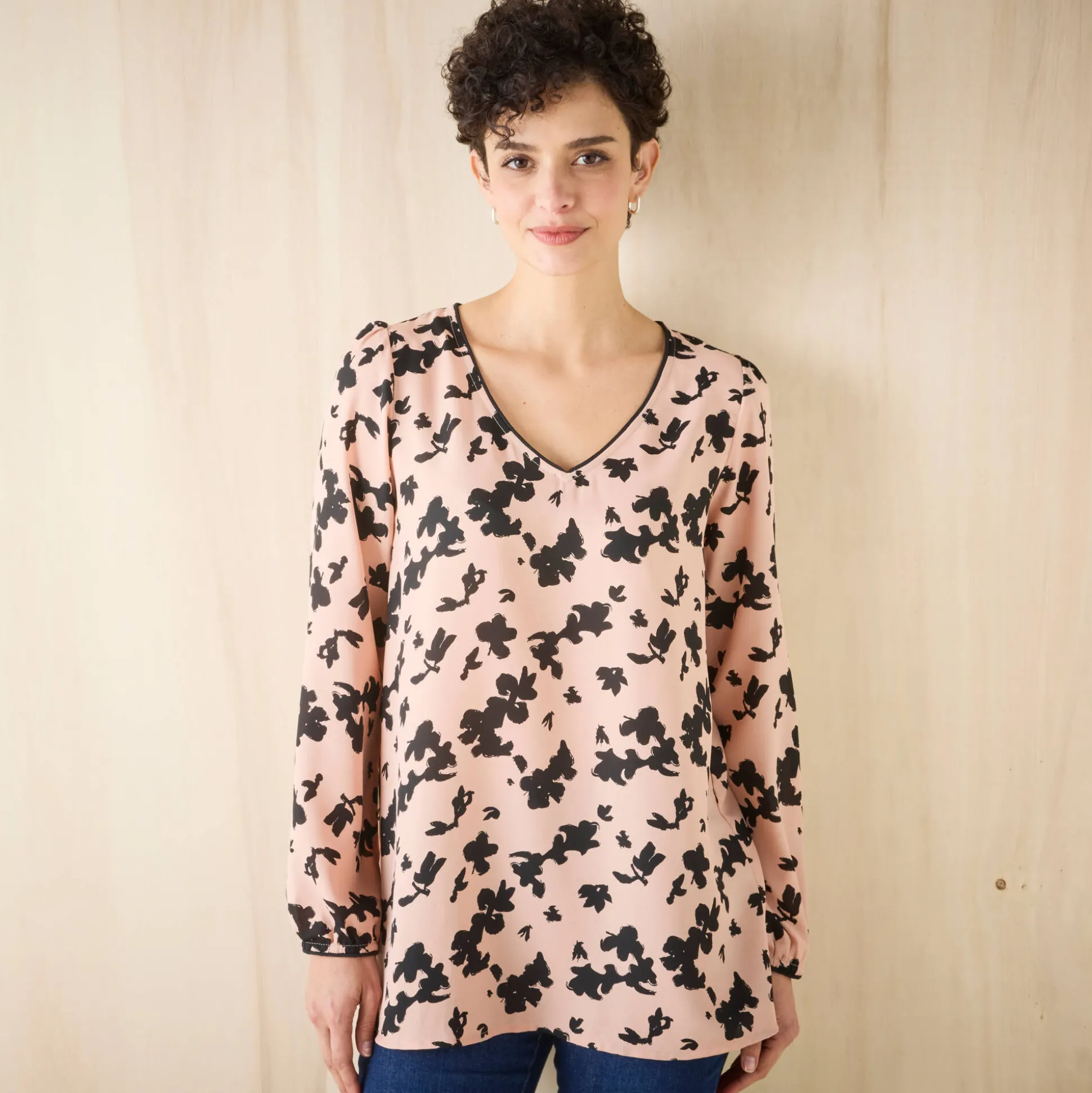 Tuniek met tweekleurige print, crêpe