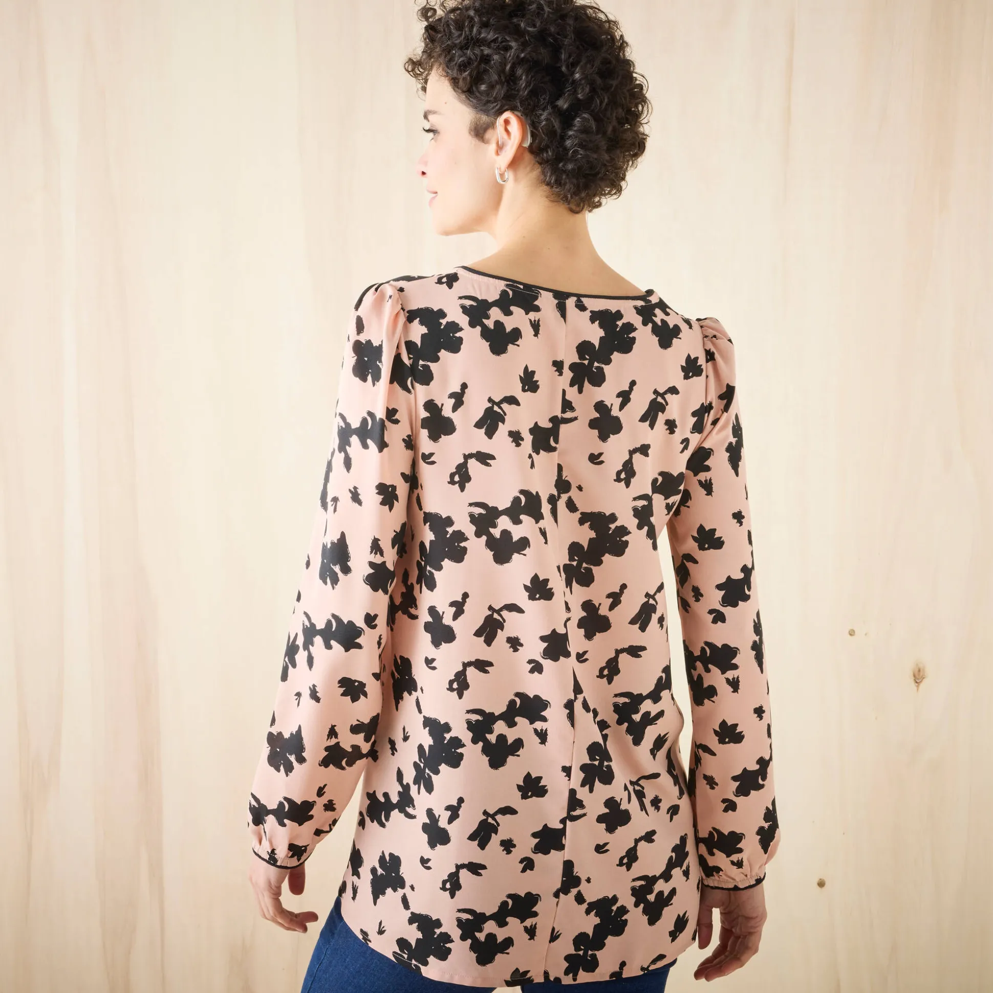 Tuniek met tweekleurige print, crêpe