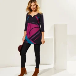 Tuniek met V-hals en grafische print