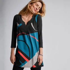 Tuniek met V-hals en grafische print