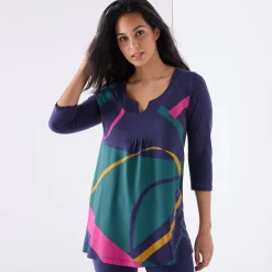 Tuniek met V-hals en grafische print