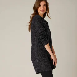 Tuniektrui met knoopsluiting en mohairtouch