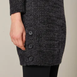 Tuniektrui met knoopsluiting en mohairtouch