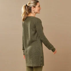 Tuniektrui met knoopsluiting en mohairtouch
