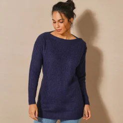 Tuniektrui met knoopsluiting en mohairtouch