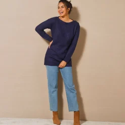 Tuniektrui met knoopsluiting en mohairtouch