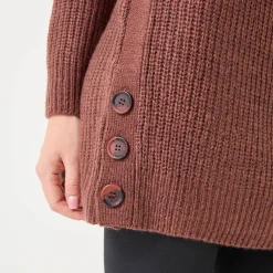 Tuniektrui met knoopsluiting en mohairtouch