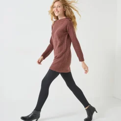 Tuniektrui met knoopsluiting en mohairtouch