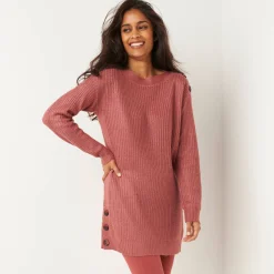 Tuniektrui met knoopsluiting en mohairtouch