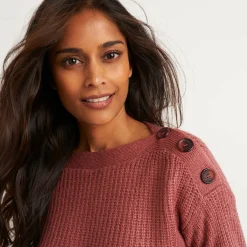 Tuniektrui met knoopsluiting en mohairtouch
