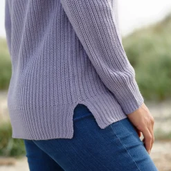 Tuniektrui met V-hals in patenttricot