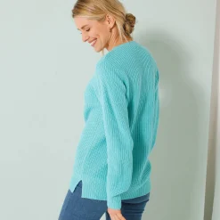 Tuniektrui met V-hals in patenttricot