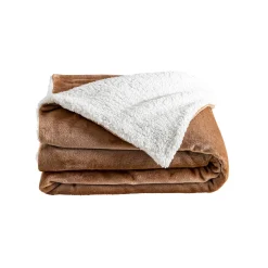 Tweekleurig deken in fleece en sherpa