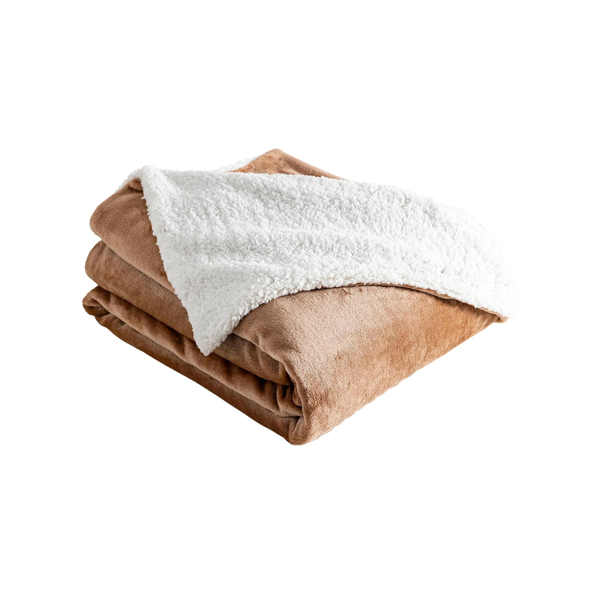 Tweekleurig deken in fleece en sherpa