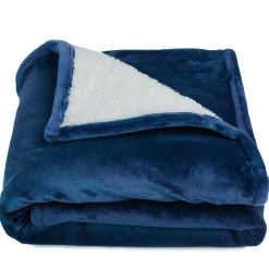 Tweekleurig deken in fleece en sherpa