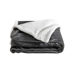 Tweekleurig deken in fleece en sherpa