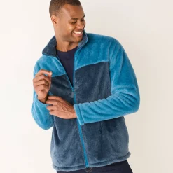 Tweekleurige blouson met rits, fleece met pluchetouch