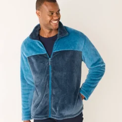 Tweekleurige blouson met rits, fleece met pluchetouch