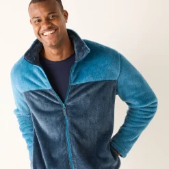Tweekleurige blouson met rits, fleece met pluchetouch