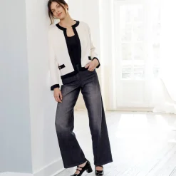 Tweekleurige cardigan in jasjesstijl, jerseytricot