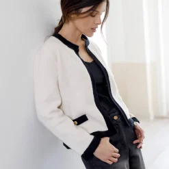 Tweekleurige cardigan in jasjesstijl, jerseytricot