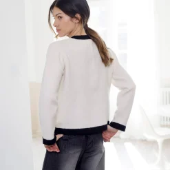 Tweekleurige cardigan in jasjesstijl, jerseytricot